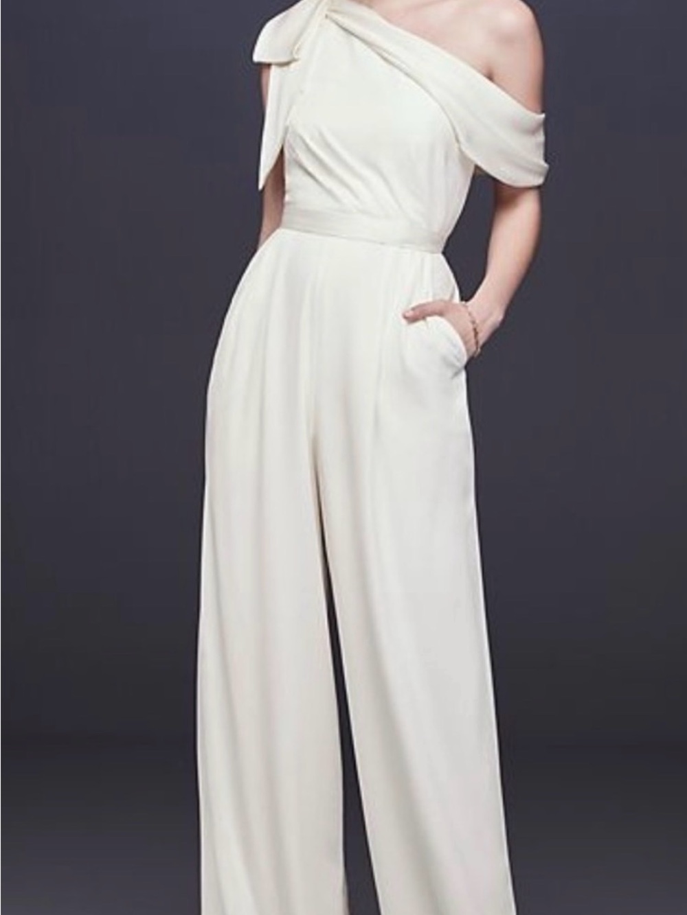 Beautiful Like New Elegant One-Shoulder Ivory Jumpsuit